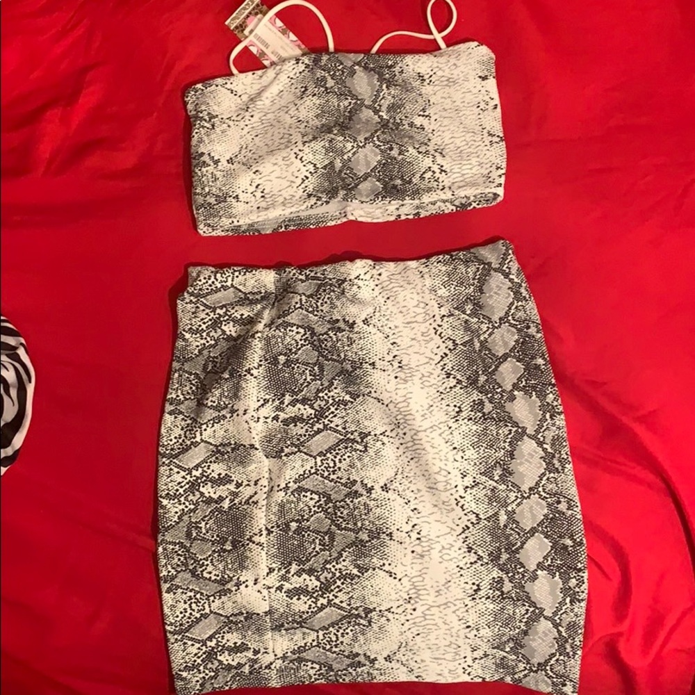 Two piece crop top and skirt